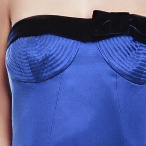 ❤Escada Vibrant Royal‎ Blue Silk Strapless Cocktail - Picture 2 of 2